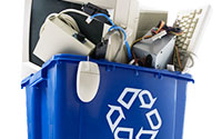 recycled electronics in bin